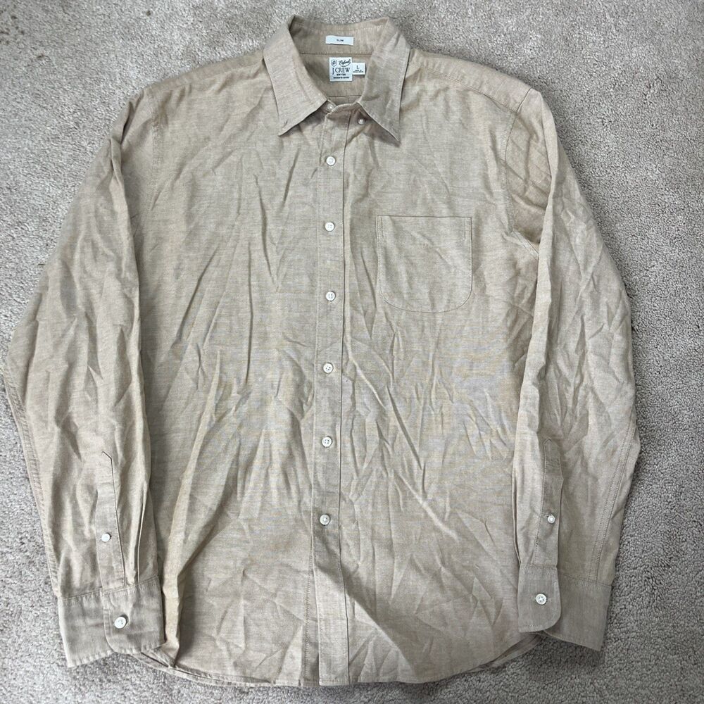 J Crew Broken In Oxford Button Down Shirt Mens Large Brown Organic Cotton Preppy